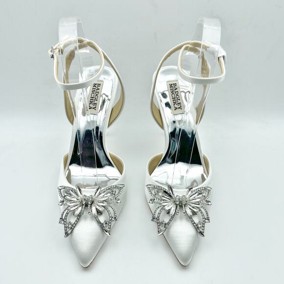 Badgley Mischka Womens Kalista Stiletto Heel US 8M EU 38.5 White Satin NIB - Picture 5 of 12